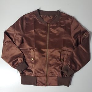 Brown satin bomber jacket